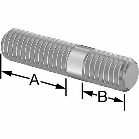 BSC PREFERRED Threaded on Both Ends Stud 316 Stainless Steel M6 x 1mm Size 15mm and 8mm Thread Length 27mm Long 5580N112